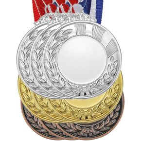 PATIKIL Blank Award Medals, 9 Pack Gold Silver Bronze Award Medals with Neck Ribbon, Make Your Medals Kit, Winner Medals Prize for Competitions