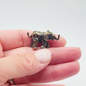 Baby Elephant Figurine Handmade Small Collectible Elephant Sculpture Ornament Miniature Tiny Metal Jungle Animal