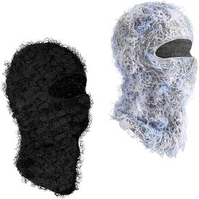 TFTSR 2 Pack Distressed Balaclava Ski Mask for Men,Shiesty Yeat Knitted Face Mask for Cold Weather,Women Winter Full Covering in Kuwait