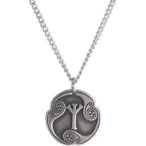 Amaxer 24 Runes Talisman Viking Jewelry Asatru Necklace Pagan Wiccan Pendant Norse Runes Vintage Nordic Amulet Necklace for Women Men