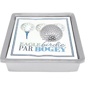 MARIPOSA Golf Ball Signature Set Handcrafted Napkin Box, One Size, Silver