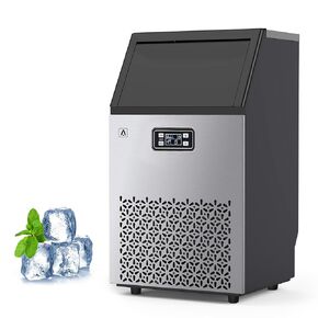 Acekool Commercial Ice Maker Machine, Under Counter Ice Maker, 150LBS/24H with 33LBS Ice Storage Bin, Stainless Steel Freestanding Ice Machine with Ice Scoop, Self-Cleaning, for Business and Home Use