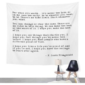 ArtSocket Tapestry What It Worth F Scott Fitzgerald Saying Home Decor Wall Art Hanging for Living Room Bedroom Dorm 60 x 80 Inches Tapestry