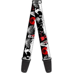 Buckle-Down Guitar Strap Fright Night Black White Red 2 Inches Wide