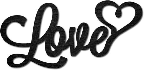 CREATCABIN Wood Cutout Love Sign Heart Laser Cut Wooden Wall Decor Sculpture Hanging Decor Wall Art Decoration for Home Gallery Office Front Door Black 9.8" x 4.7" in Saudi Arabia