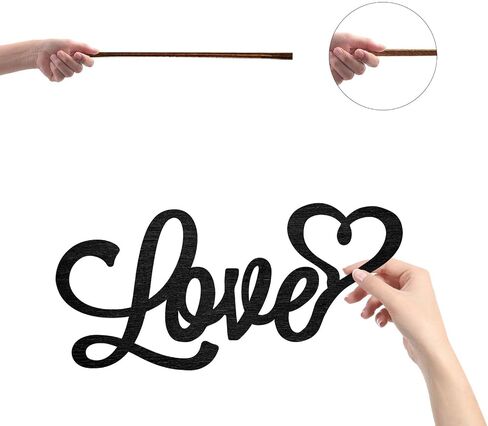 CREATCABIN Wood Cutout Love Sign Heart Laser Cut Wooden Wall Decor Sculpture Hanging Decor Wall Art Decoration for Home Gallery Office Front Door Black 9.8" x 4.7" in Saudi Arabia