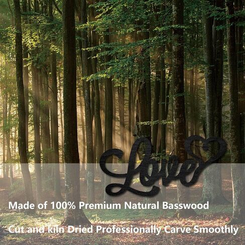 CREATCABIN Wood Cutout Love Sign Heart Laser Cut Wooden Wall Decor Sculpture Hanging Decor Wall Art Decoration for Home Gallery Office Front Door Black 9.8" x 4.7" in Saudi Arabia