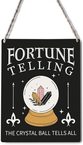 GUDIAO Funny Tarot Signs Wall Decor Wood Plaque Fortune Telling the Crystal Wooden Hanging Sign Decoration for Home Halloween Door 8 x 10 in Saudi Arabia