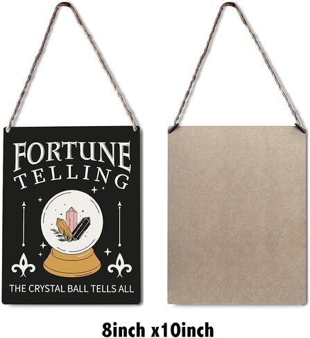 GUDIAO Funny Tarot Signs Wall Decor Wood Plaque Fortune Telling the Crystal Wooden Hanging Sign Decoration for Home Halloween Door 8 x 10 in Saudi Arabia