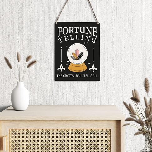 GUDIAO Funny Tarot Signs Wall Decor Wood Plaque Fortune Telling the Crystal Wooden Hanging Sign Decoration for Home Halloween Door 8 x 10 in Saudi Arabia
