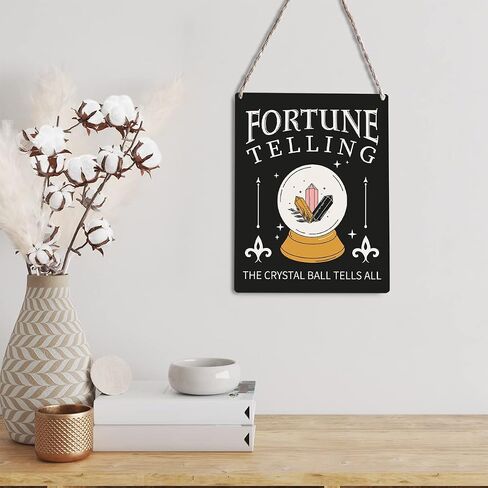 GUDIAO Funny Tarot Signs Wall Decor Wood Plaque Fortune Telling the Crystal Wooden Hanging Sign Decoration for Home Halloween Door 8 x 10 in Saudi Arabia
