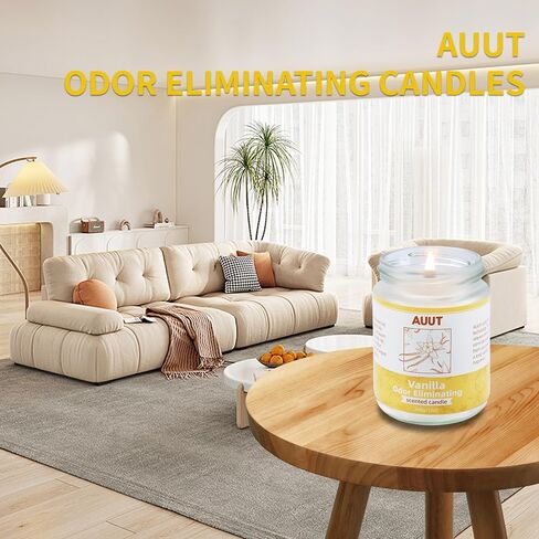 Vanilla Odor Eliminating Candles - Eliminates of Smoke, Pet, Food, and Other Smells Quickly - 12oz Premium soy wax in Saudi Arabia