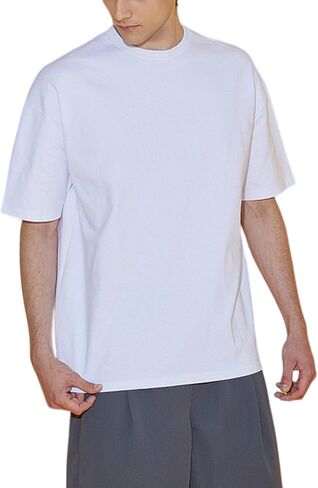 EDUARDO Men's Anyone Over Fit Casual Top, Short-Sleeve Cotton Modal Blend Basic T-Shirt. in Saudi Arabia
