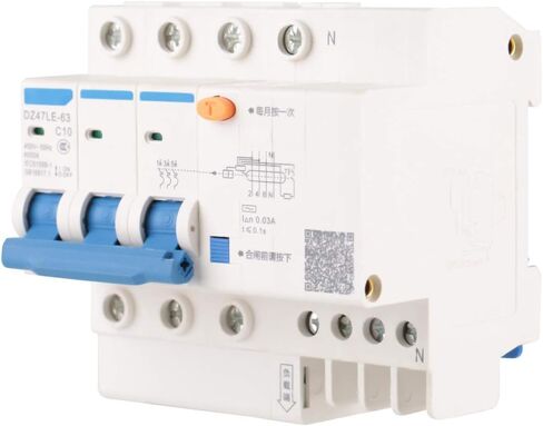 قاطع دائرة مصغر، DZ47LE-63 C10 230 فولت/400 فولت 10 أمبير 300 مللي أمبير 3 أقطاب حماية قاطع دائرة التيار المتبقي مفتاح الهواء حماية السلامة قاطع الدائرة in Saudi Arabia