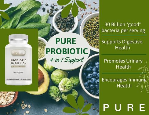 Pure Probiotic | 30 Billion CFUs of Bacillus Coagulans | FOS | Promotes Healthy Digestion | Supports Urinary and Immune Health | by Pure, INC. in Saudi Arabia