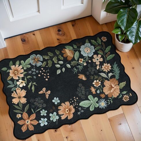 Lahome Floral Washable Runner Rug, 2'6''x8' Soft Hallway Runner Rug Non Slip, Boho Ultra-Thin Kitchen Runners for Hallways with Rubber Backing Carpet Runner for Laundry Bedroom Bathroom(Green) in Saudi Arabia