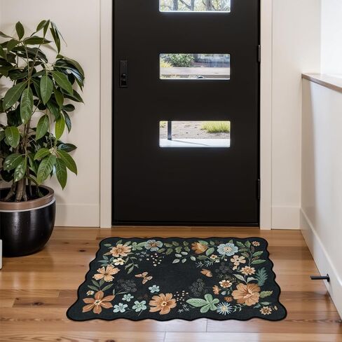 Lahome Floral Washable Runner Rug, 2'6''x8' Soft Hallway Runner Rug Non Slip, Boho Ultra-Thin Kitchen Runners for Hallways with Rubber Backing Carpet Runner for Laundry Bedroom Bathroom(Green) in Saudi Arabia