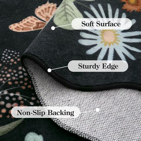 Lahome Floral Washable Runner Rug, 2'6''x8' Soft Hallway Runner Rug Non Slip, Boho Ultra-Thin Kitchen Runners for Hallways with Rubber Backing Carpet Runner for Laundry Bedroom Bathroom(Green) in Saudi Arabia