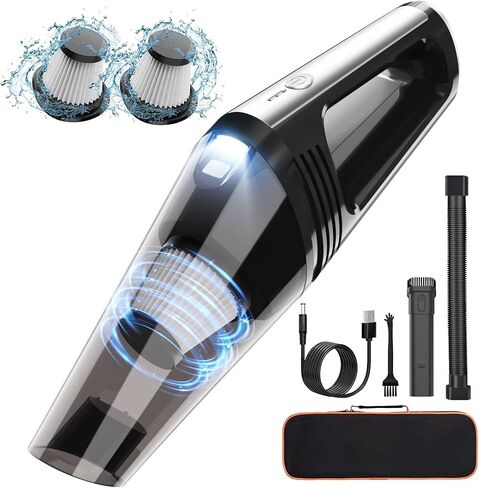 Handheld Vacuum Cordless - Portable Mini Car Vacuum Cordless Rechargeable with 8000PA Powerful Suction, Lightweight Car Hand Held Vacuum Cleaner with LED for Home, Office, Car Cleaning in Saudi Arabia
