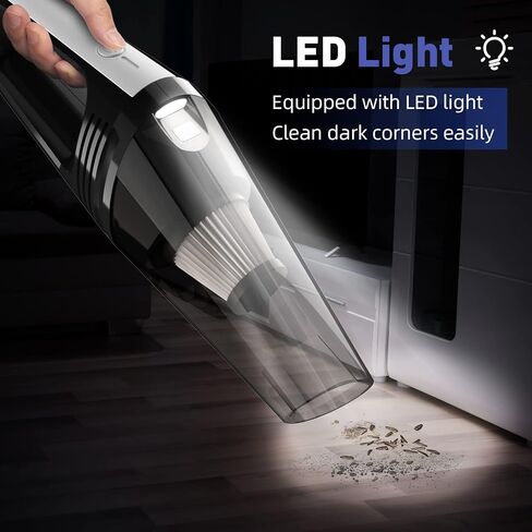 Handheld Vacuum Cordless - Portable Mini Car Vacuum Cordless Rechargeable with 8000PA Powerful Suction, Lightweight Car Hand Held Vacuum Cleaner with LED for Home, Office, Car Cleaning in Saudi Arabia