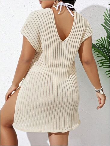 Milumia Women's Plus Size Swimsuit Coverup Short Sleeve Knit Beach Cover Up Dress Swimwear in Saudi Arabia