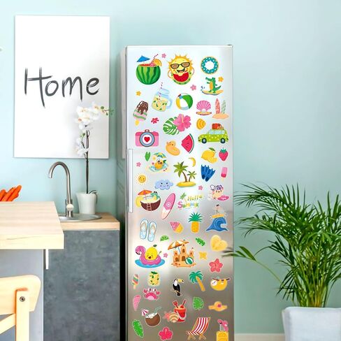 Summer Window Clings 4 Sheets Summer Beach Windows Decals Stickers Hawaii Tropical Window Stickers Pool Party Decorations for Home Office School Glass Refrigerator Shop Display Decor Party Supplies in Kuwait