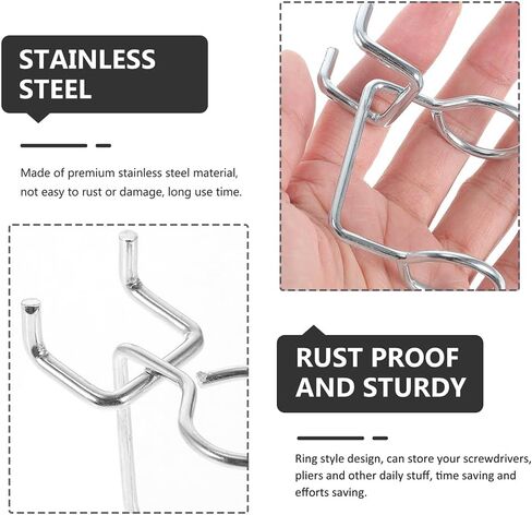 5 قطع من CLISPEED دعامات خطافية للأرفف ذات حلقة مزدوجة مفك براغي حامل لوحة ربط أداة خطاطيف أدوات تخزين خطاطيف بيجبورد منظم كماشة حامل بيجبورد ثقب لوح مكواة معدنية للفتيات in Kuwait