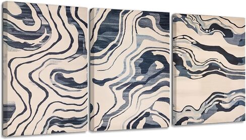 Bright Blue Wall Art Set of 3 Modern Abstract Canvas Art Decor Minimalist Living Room Watercolor Prints Coastal Canvas Artwork Framed Painting Decoration in Saudi Arabia