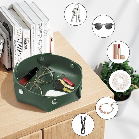 PU Leather Tray Jewelry Tray,Table Tray Bedside Nightstand Desk Tray,Decorative Portable Entryway Desktop Catchall Trays for Phone Wallet Coin Change Nightstand Key Tray (Red) in Saudi Arabia