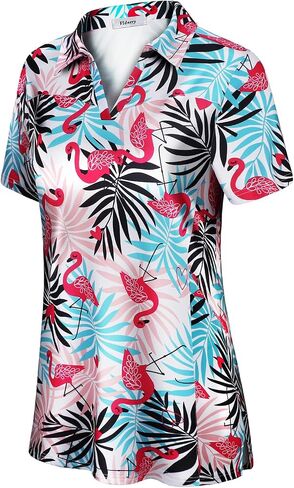 Womens Golf Polo Shirts Moisture Wicking Running Workout Tops Print Short Sleeve Tennis Clothes Loose Fit in Saudi Arabia