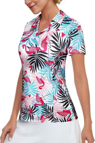 Womens Golf Polo Shirts Moisture Wicking Running Workout Tops Print Short Sleeve Tennis Clothes Loose Fit in Saudi Arabia