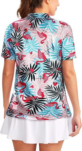 Womens Golf Polo Shirts Moisture Wicking Running Workout Tops Print Short Sleeve Tennis Clothes Loose Fit in Saudi Arabia