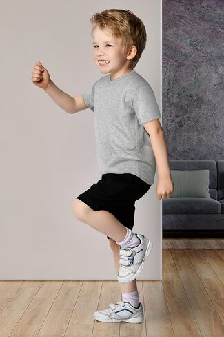 4 قطع من تي شيرت للأطفال الصغار برقبة على شكل حرف V وأكمام قصيرة للأطفال الصغار بطبقات أساسية من القمصان ذات الألوان الصلبة للأولاد والأطفال in Kuwait