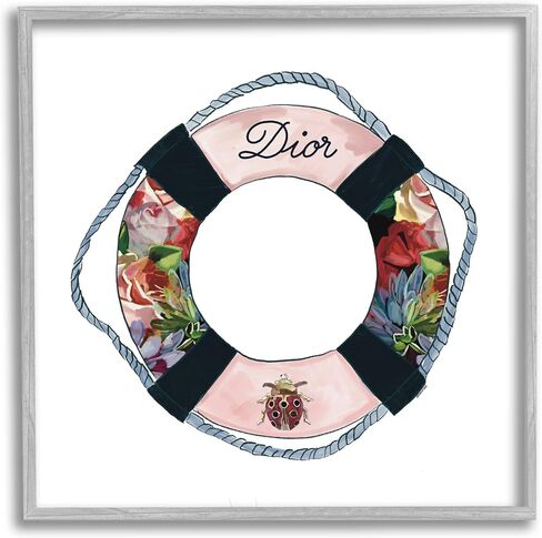 Stupell Industries Floral Patterned Life Preserver Upscale Fashion Motif Framed Wall Art, Design By Amelia Noyes in Saudi Arabia