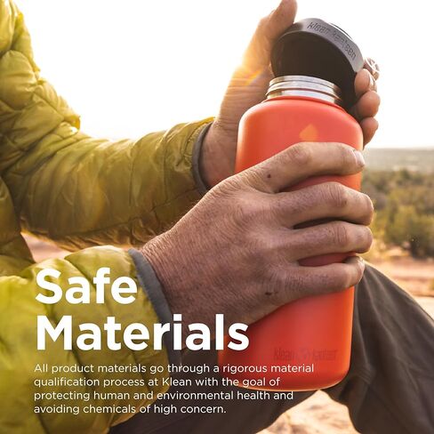 زجاجة مياه من الفولاذ المقاوم للصدأ ذات جدار واحد واسعة الفم من Klean Kanteen (مع غطاء بحلقة واسعة) - 40 أونصة - أسود in Kuwait