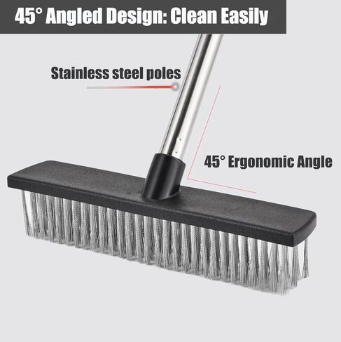 فرشاة تنظيف سطح السفينة مقاس 60 بوصة، فرش سلكية من الفولاذ المقاوم للصدأ، مقبض طويل، مكنسة ذات شعيرات خشنة، منظف الأرضيات العقلية لتنظيف الطحالب، البقع الصعبة على الجص الخرساني، حديقة المرآب، فناء حمام السباحة in Kuwait