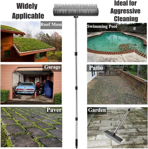 فرشاة تنظيف سطح السفينة مقاس 60 بوصة، فرش سلكية من الفولاذ المقاوم للصدأ، مقبض طويل، مكنسة ذات شعيرات خشنة، منظف الأرضيات العقلية لتنظيف الطحالب، البقع الصعبة على الجص الخرساني، حديقة المرآب، فناء حمام السباحة in Kuwait