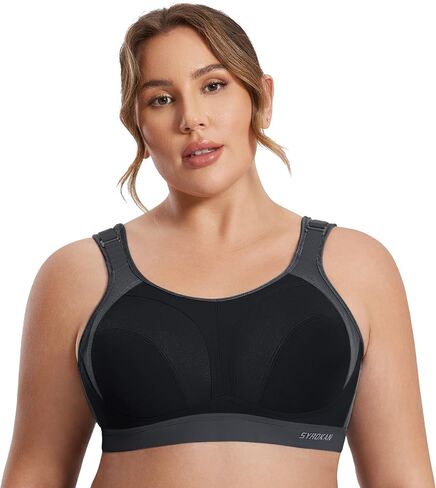 SYROKAN Women's High Impact Sports Bra Front Adjustable Straps Plus Size Non-Padded Wireless Bounce Control Workout Bra in Saudi Arabia