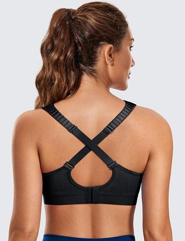 SYROKAN Women's High Impact Sports Bra Front Adjustable Straps Plus Size Non-Padded Wireless Bounce Control Workout Bra in Saudi Arabia