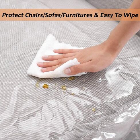 أغطية كراسي بلاستيكية من AKEfit، غطاء أريكة عالي التحمل للأريكة، أكياس متحركة شفافة مقاومة للماء والغبار للكرسي بذراعين أو كرسي، ضد مخالب القطط والكلاب، شفاف، SLSFZ-11C-S in Kuwait