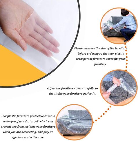 أغطية كراسي بلاستيكية من AKEfit، غطاء أريكة عالي التحمل للأريكة، أكياس متحركة شفافة مقاومة للماء والغبار للكرسي بذراعين أو كرسي، ضد مخالب القطط والكلاب، شفاف، SLSFZ-11C-S in Kuwait