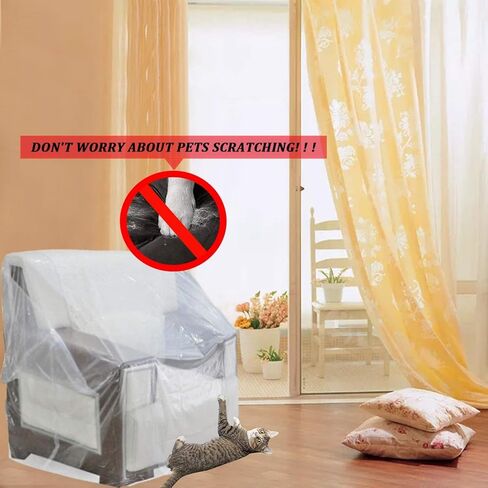 أغطية كراسي بلاستيكية من AKEfit، غطاء أريكة عالي التحمل للأريكة، أكياس متحركة شفافة مقاومة للماء والغبار للكرسي بذراعين أو كرسي، ضد مخالب القطط والكلاب، شفاف، SLSFZ-11C-S in Kuwait