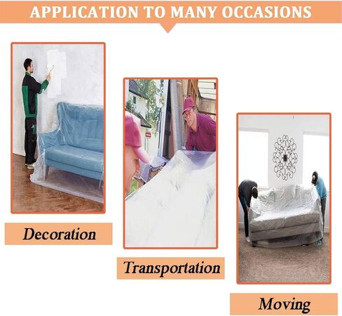 أغطية كراسي بلاستيكية من AKEfit، غطاء أريكة عالي التحمل للأريكة، أكياس متحركة شفافة مقاومة للماء والغبار للكرسي بذراعين أو كرسي، ضد مخالب القطط والكلاب، شفاف، SLSFZ-11C-S in Kuwait