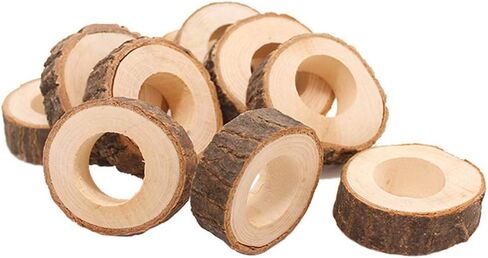 Handcrafted Rustic Wood Napkin Rings for Dinner Table Decoration, Set of 12 in Saudi Arabia