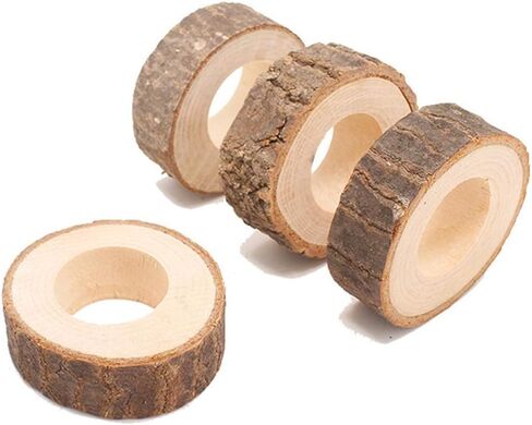 Handcrafted Rustic Wood Napkin Rings for Dinner Table Decoration, Set of 12 in Saudi Arabia