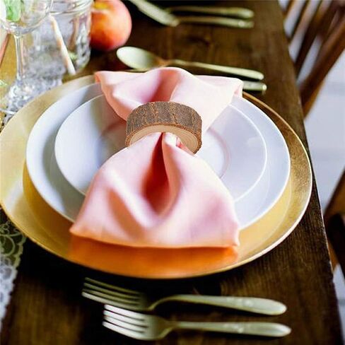 Handcrafted Rustic Wood Napkin Rings for Dinner Table Decoration, Set of 12 in Saudi Arabia