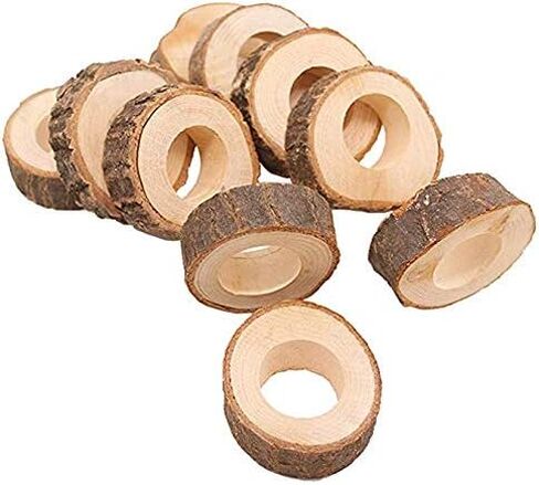 Handcrafted Rustic Wood Napkin Rings for Dinner Table Decoration, Set of 12 in Saudi Arabia