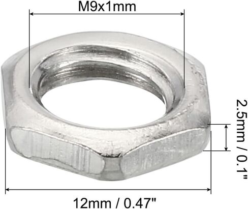 PATIKIL M9x1.0 Steel Hex Nuts, 50 Pack Metric Thread Zinc Plated Finished Hardware Nuts Screw Bolt Fasteners for Lamps Machinery Repair 2.5mm Height in Saudi Arabia