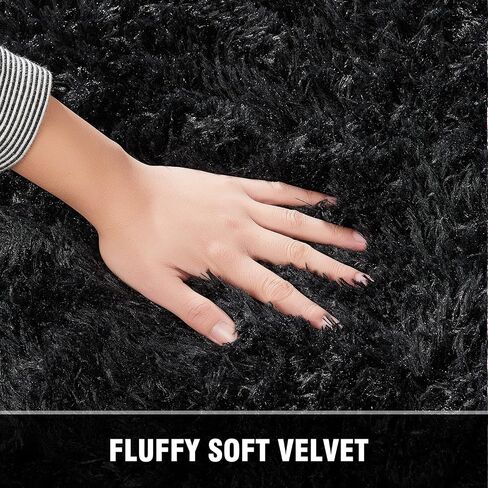 Area Rugs 8x10 for Living Room Bedroom, Large Modern Indoor Fuzzy Shaggy Carpet Shag Rugs Kids Girls Boys Classroom Nursery Dorm Room, Black in Saudi Arabia