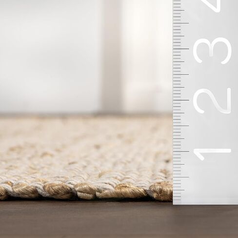 سجادة NuLOOM 3x4 Elfriede من الجوت والقطن المنسوجة يدويًا، طبيعية، نمط مزرعة ريفي متين، تصميم منسوج، ألياف طبيعية، لغرفة النوم، غرفة المعيشة، غرفة الطعام، المدخل، المكتب، المدخل in Saudi Arabia